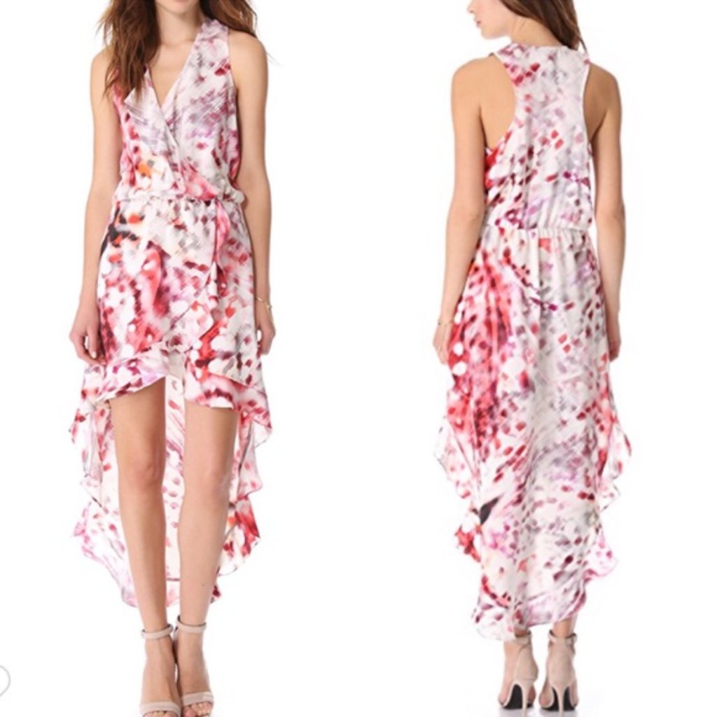 Parker | Silk Cassia Hi Low Ruffle Trim Dress | S